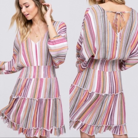KENDALL Multicolor stripes Tiered Dress - Picture 2 of 5